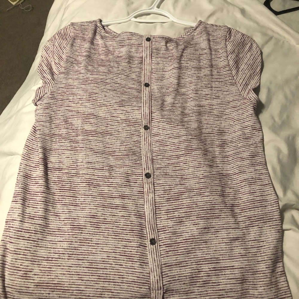 Light purple and white striped button up shirt